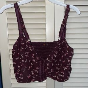Women's Small Purple Flower Designed Crop Top